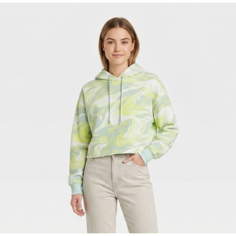 Wild Fable Green Swirl Cropped Hoodie – Size Small – New