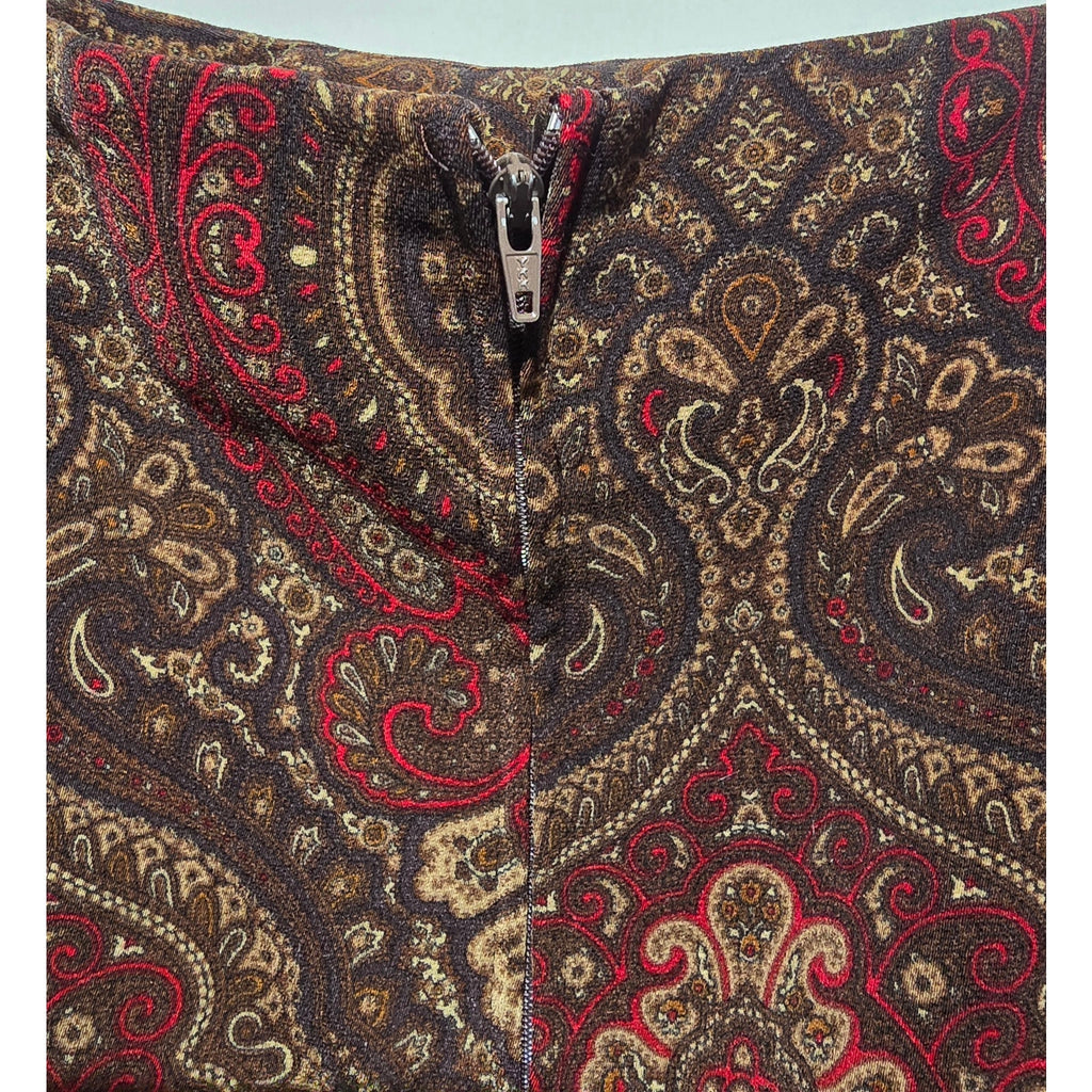 Vintage Briggs Women's Size 13/14 Brown Burgundy Paisley Tapestry Pencil Skirt