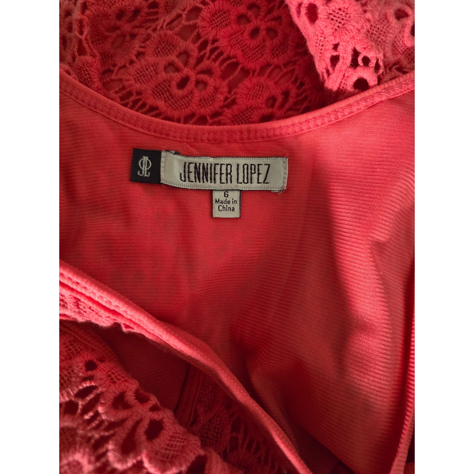 Jennifer Lopez women's pink eyelet side zip eyelet dress - size 6