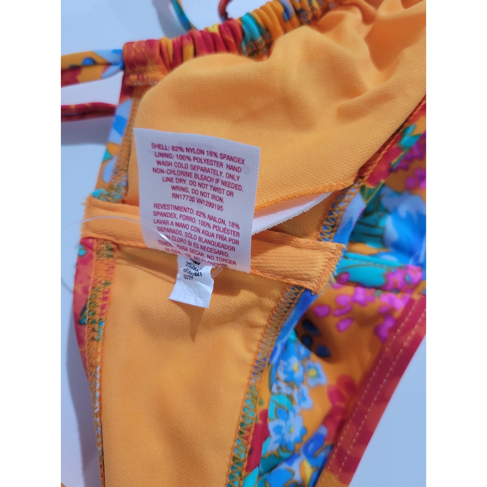 Xhilaration Juniors Orange Floral Tie-Front Bralette Bikini Top – Size XS, New