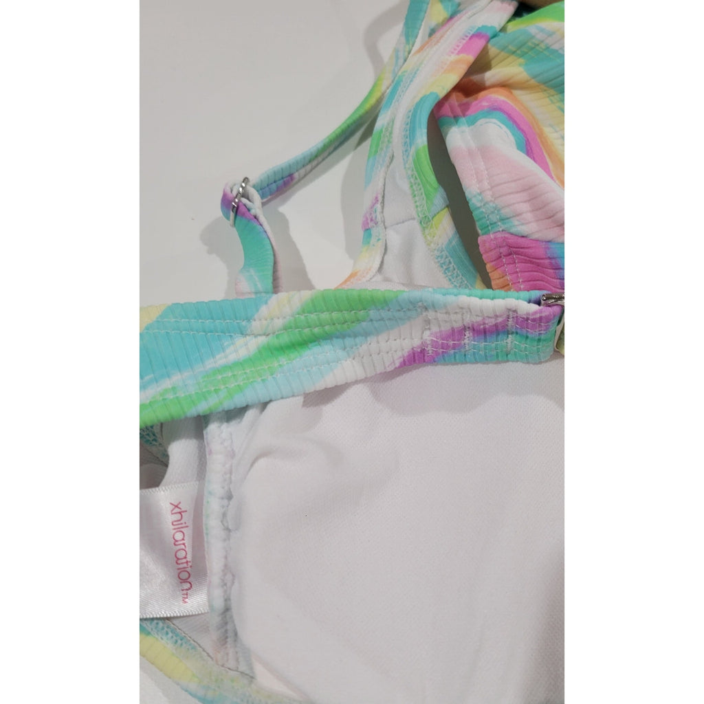 Xhilaration Juniors’ Multicolor Ribbed Square Neck Bralette Bikini Top – New
