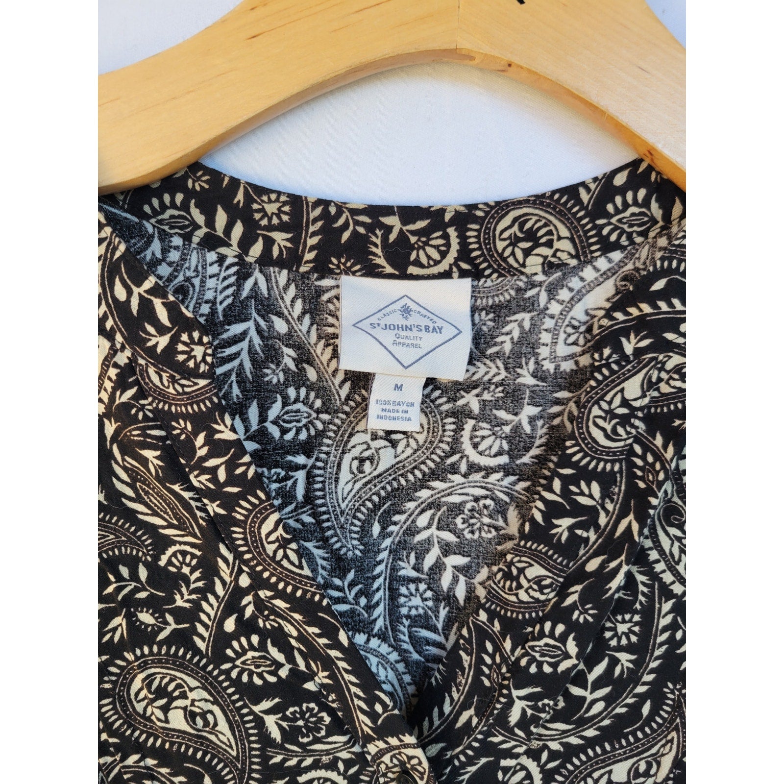 St. John's Bay Women's black paisley button-down Blouse  - medium