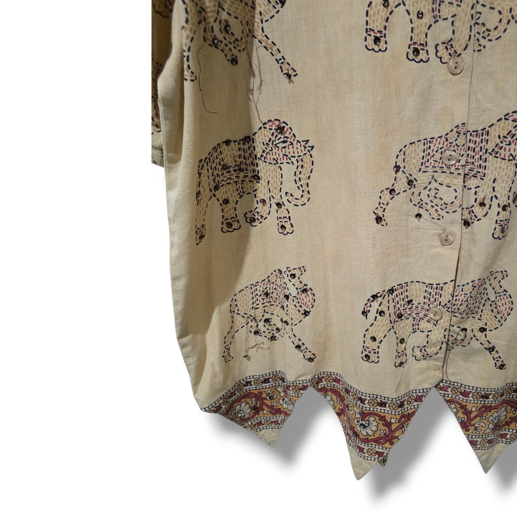 Westside Designs women’s plus size Elephant Print Button Front Top 1X