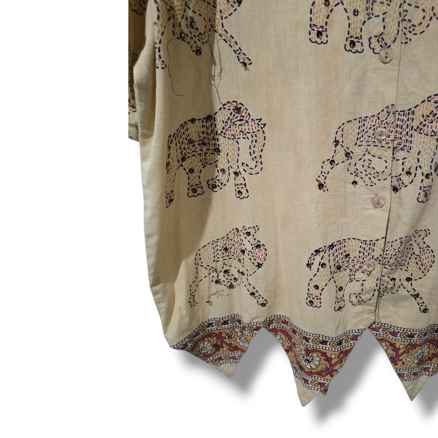 Westside Designs women’s plus size Elephant Print Button Front Top 1X