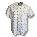 Lizwear Men's Short Sleeve Button-Down Gold Star Print small