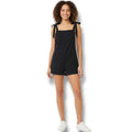 SHEIN Women’s Black Tie-Shoulder Overall Romper Shorts – Size M, 100% Cotton