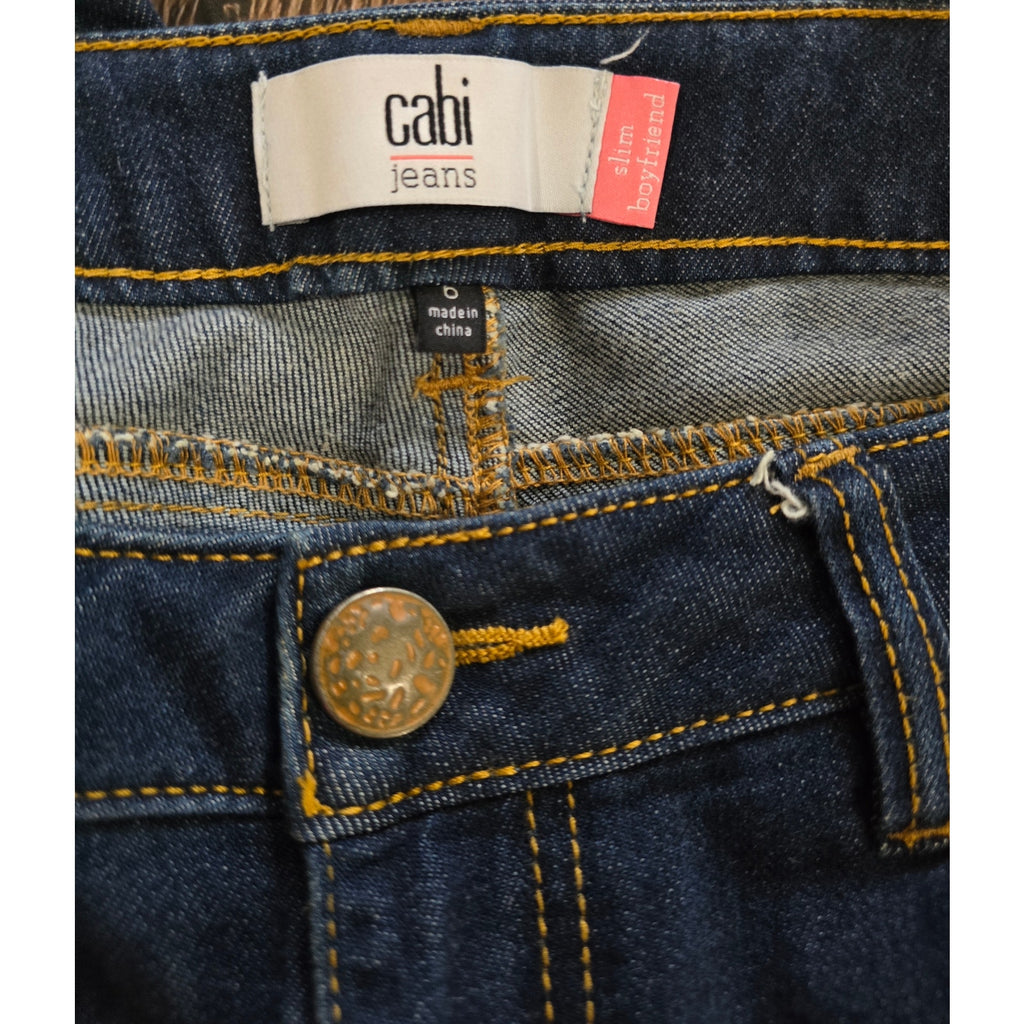 Cabi Slim Boyfriend Distressed Dark Wash Denim Jeans Size 6