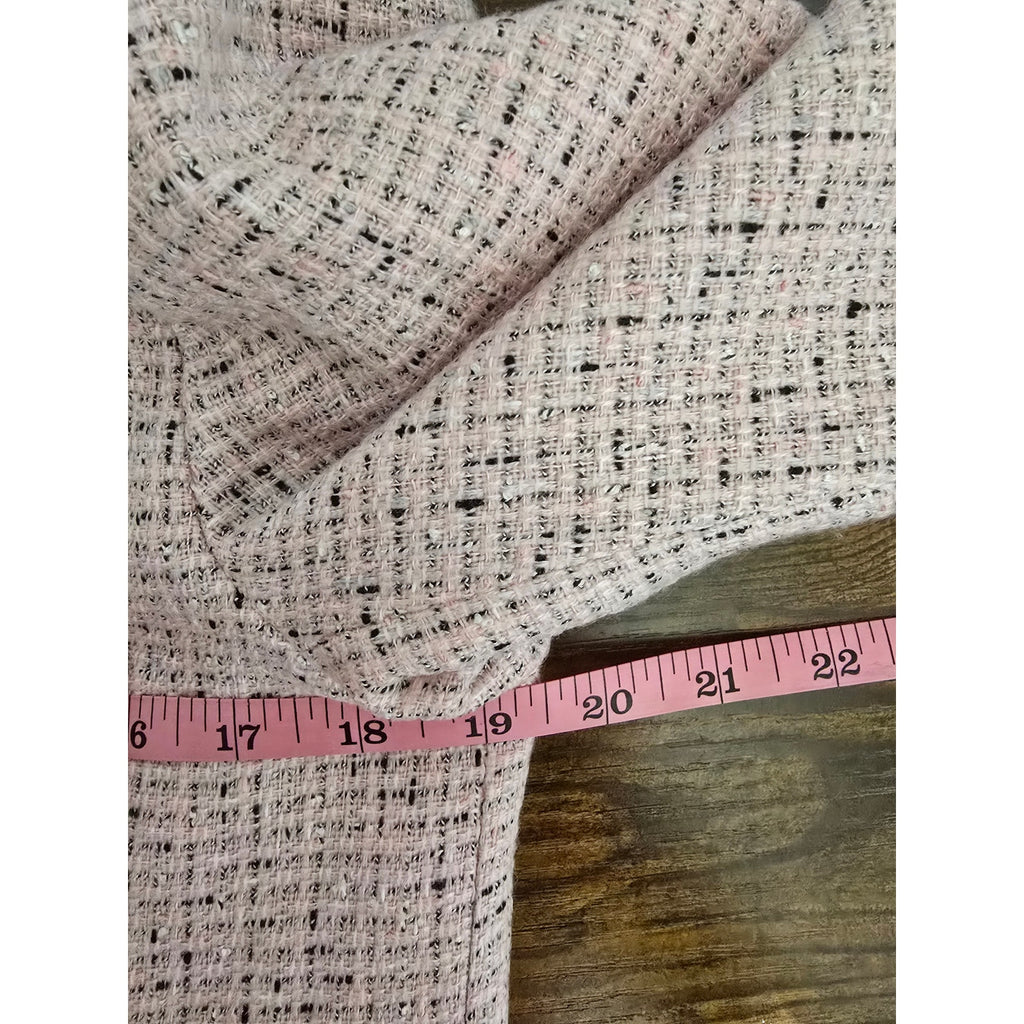 Sag Harbor Petite Women's Size 6P Soft Pink Black Tweed Button Front Blazer