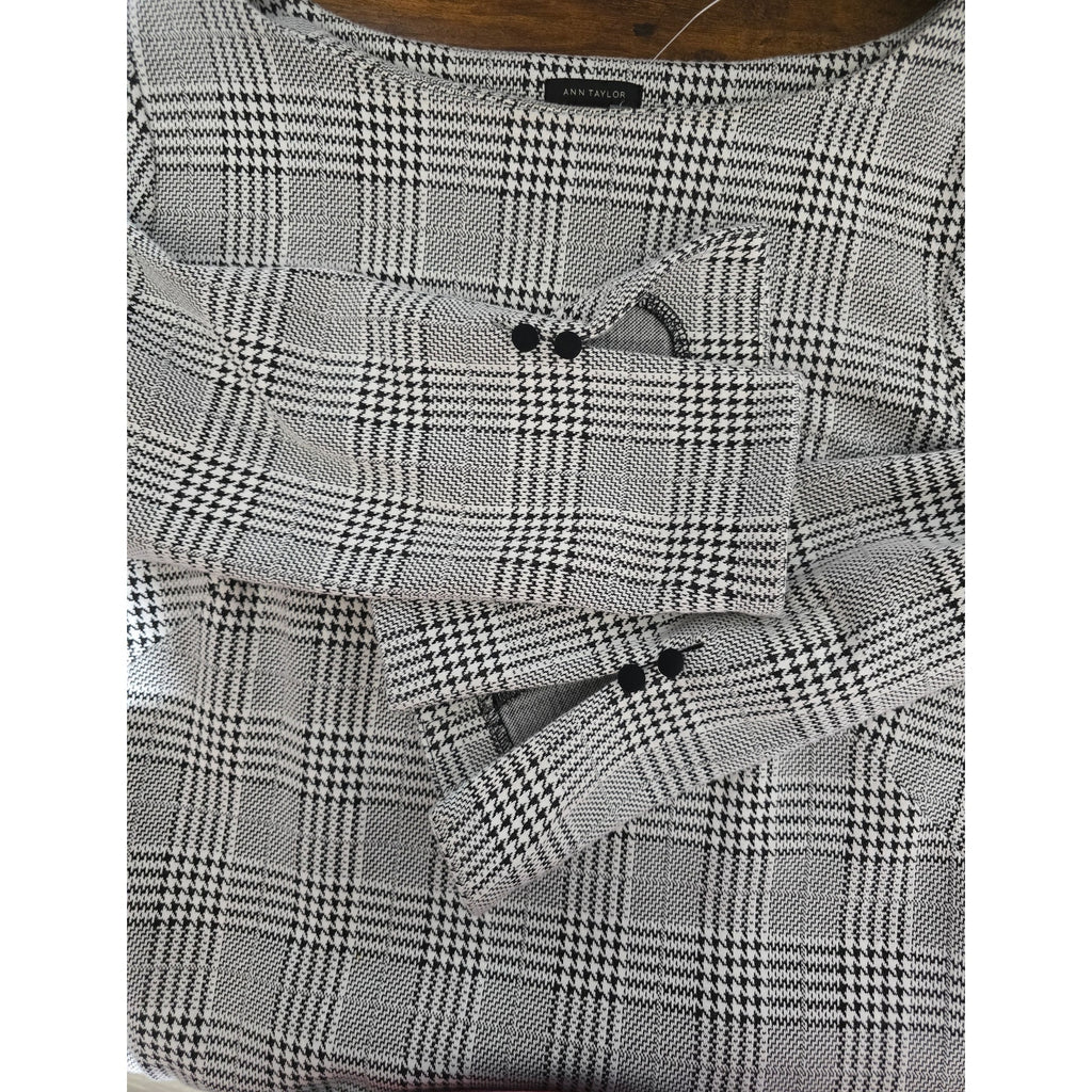 Ann Taylor Women's Size 4 Gray Black Glen Plaid Glen Check Shift Dress