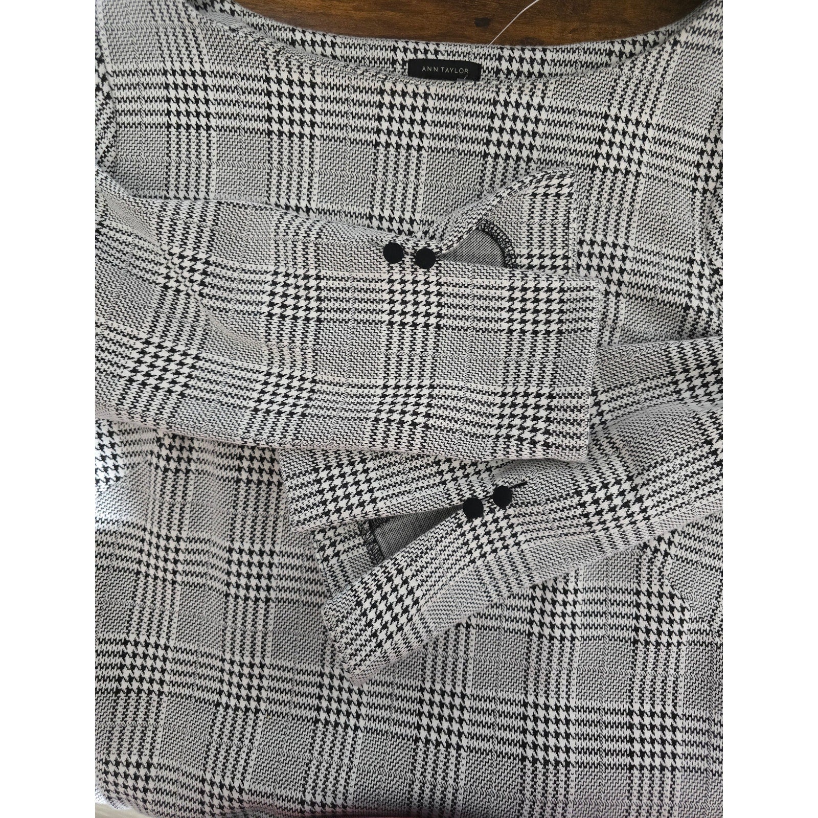 Ann Taylor Women's Size 4 Gray Black Glen Plaid Glen Check Shift Dress