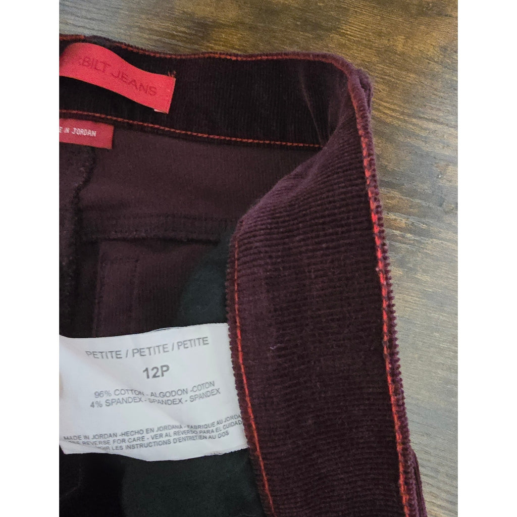 Gloria Vanderbilt Jeans Women's Size 12P Deep Purple Corduroy Bootcut Pants