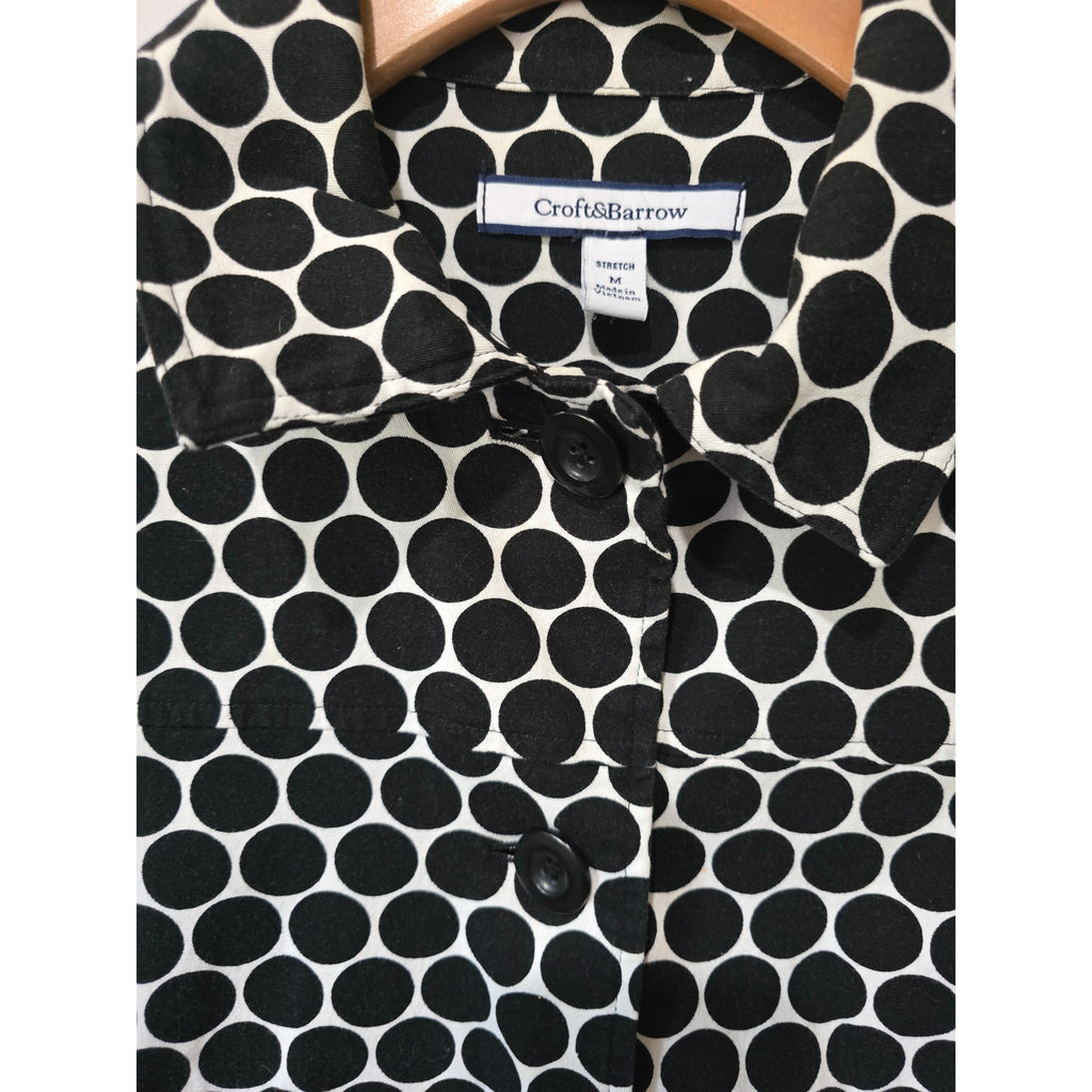 Croft & Barrow Black & Ivory Polka Dot Stretch Denim Jacket – Medium