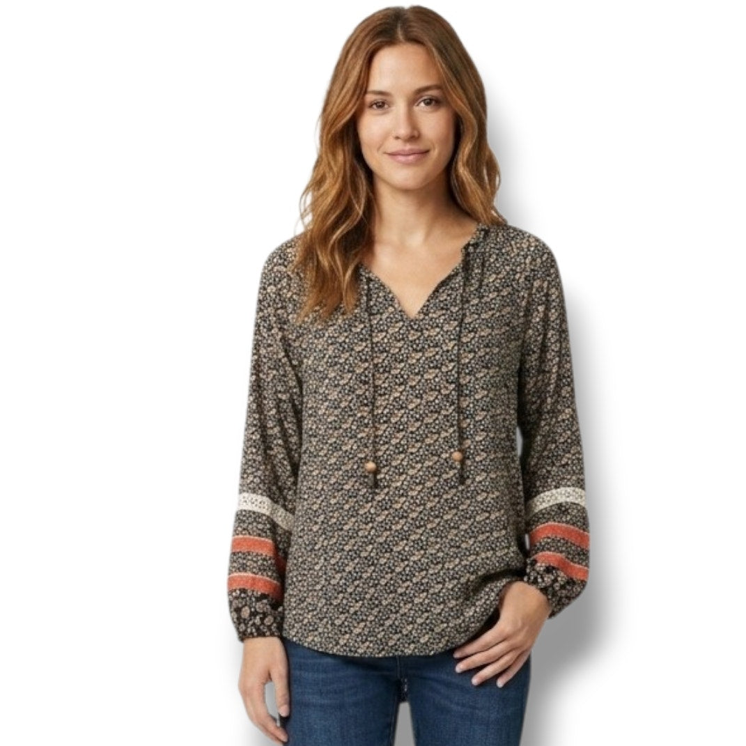 Mason & Belle Women’s Multicolor Cathia Tassel Blouse – Boho Style, Medium