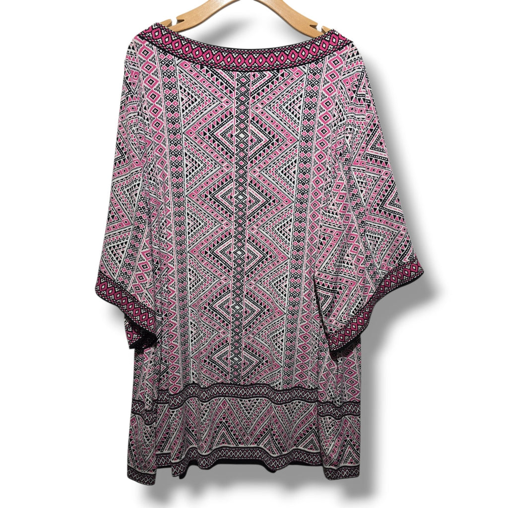 MICHAEL Michael Kors Women's Size 2X Pink Black Geometric Keyhole Tunic Dress