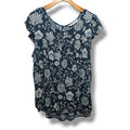 Sonoma Goods for Life women's Plus Size Blue Floral Babydoll Blouse 2x