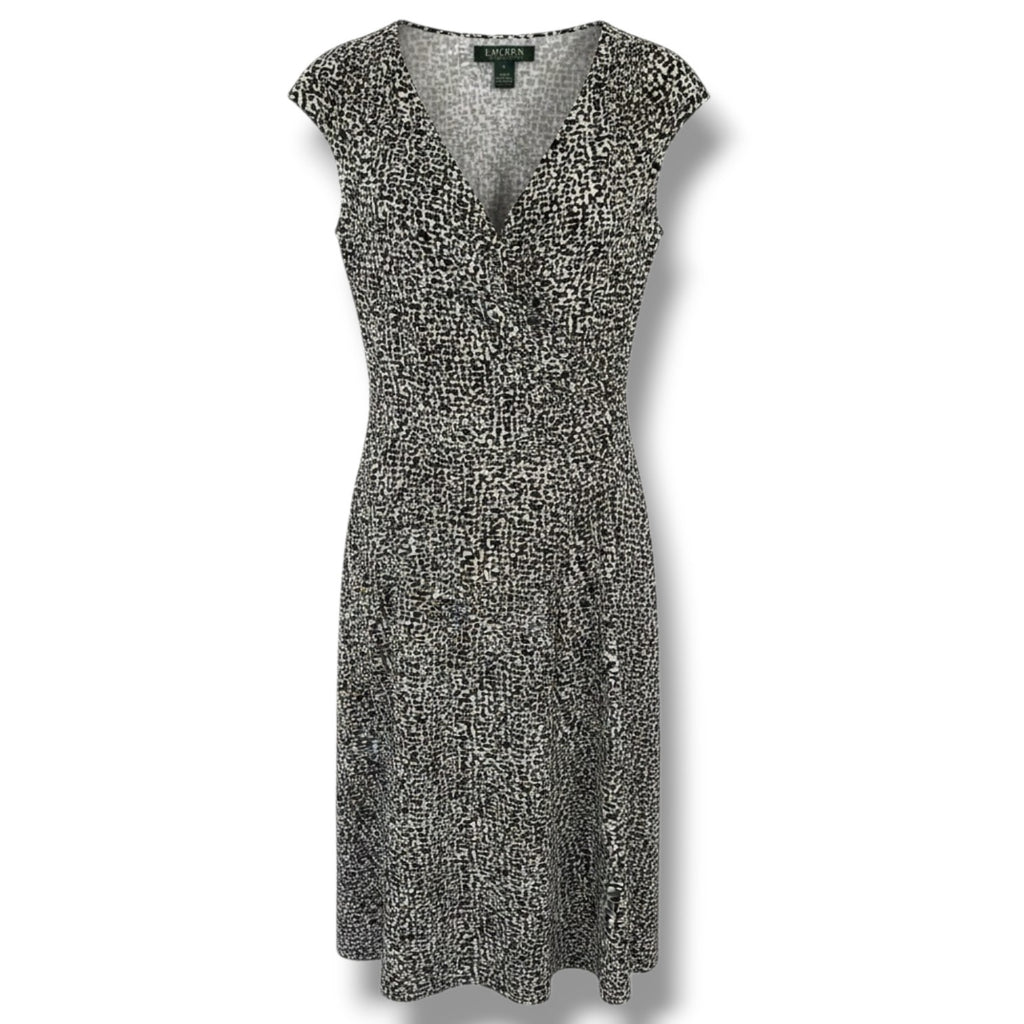 Lauren Ralph Lauren Faux Wrap Animal Print Midi Dress
