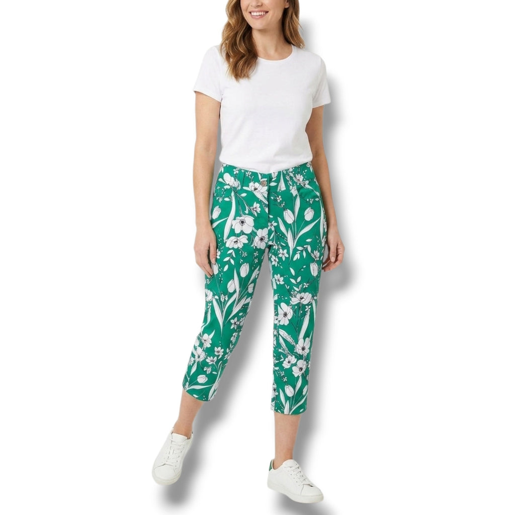 89th & Madison Women’s Green Floral Print Capri Pants – Size 8