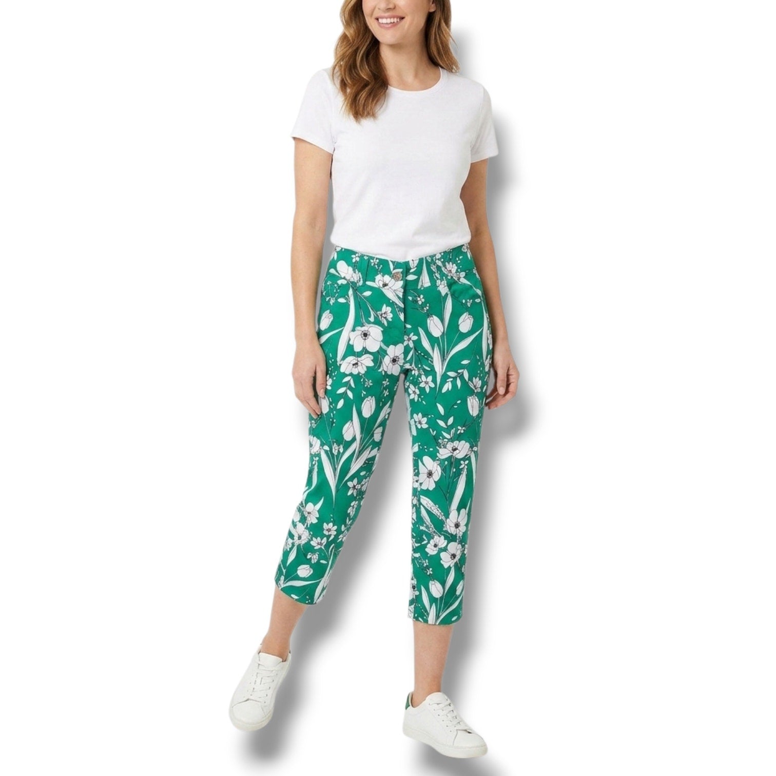 89th & Madison Women’s Green Floral Print Capri Pants – Size 8