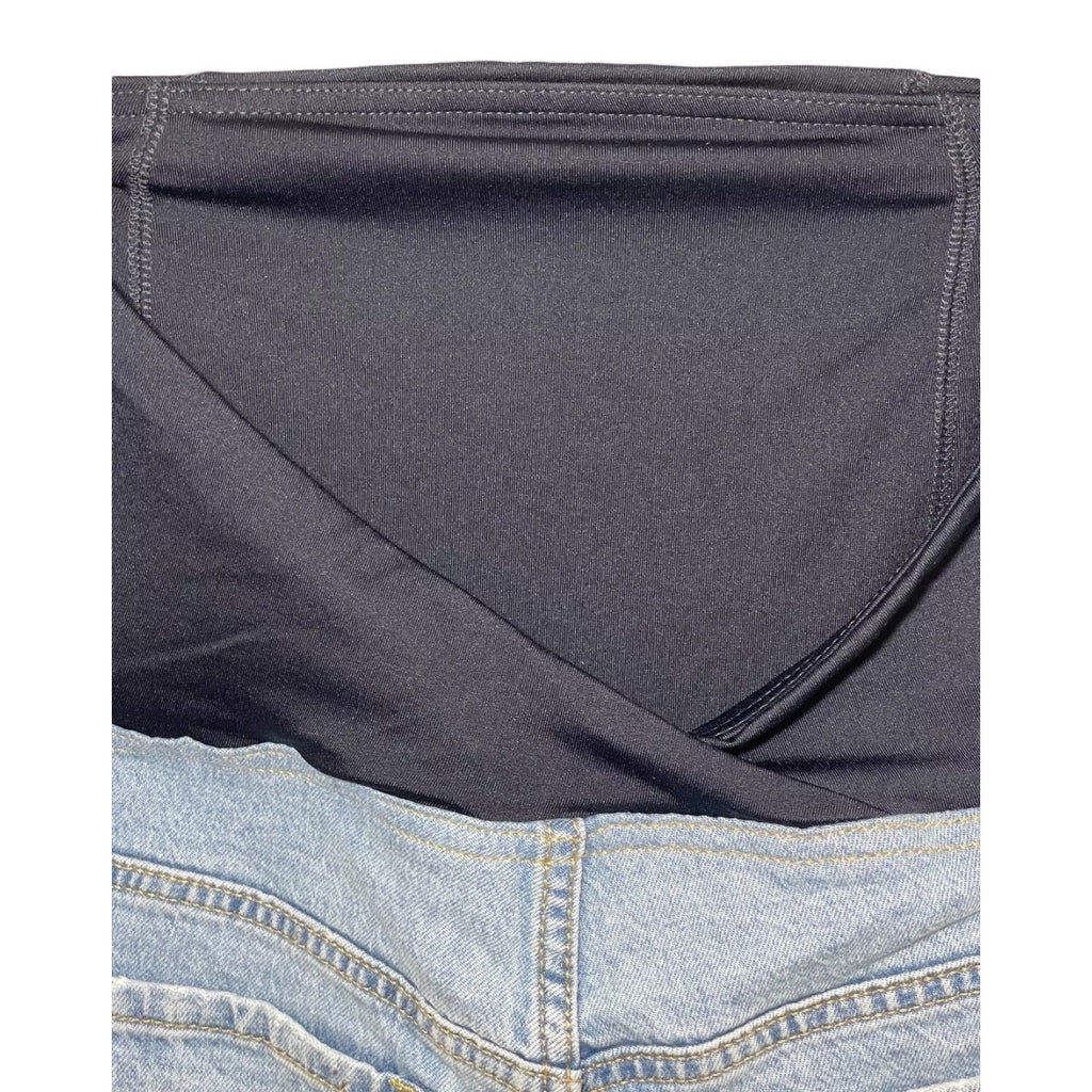 Isabel Maternity by Ingrid & Isabel Blue Denim Crossover Panel Midi Shorts – NWT