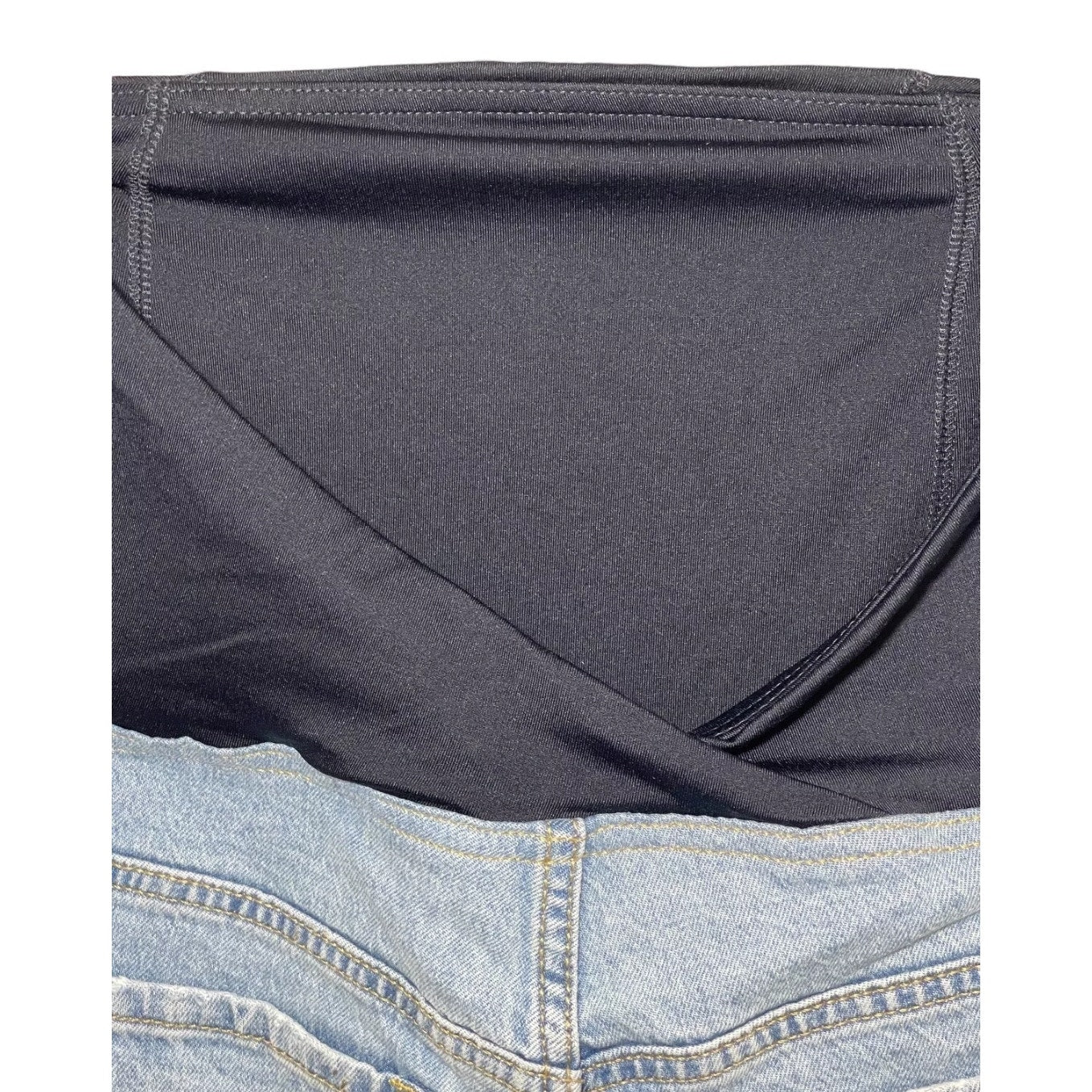 Isabel Maternity by Ingrid & Isabel Blue Denim Crossover Panel Midi Shorts – NWT