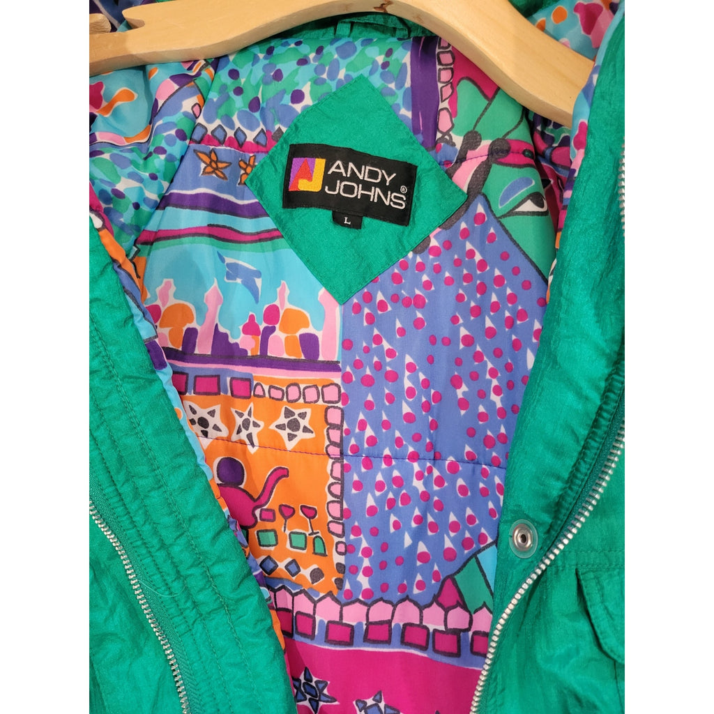 Andy Johns Vintage 90s Green Zip-Up puffer Jacket – Women’s Large