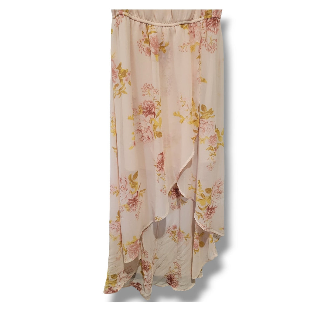 As U Wish Women’s Large Floral Cold Shoulder High Low Dress Flowy Boho