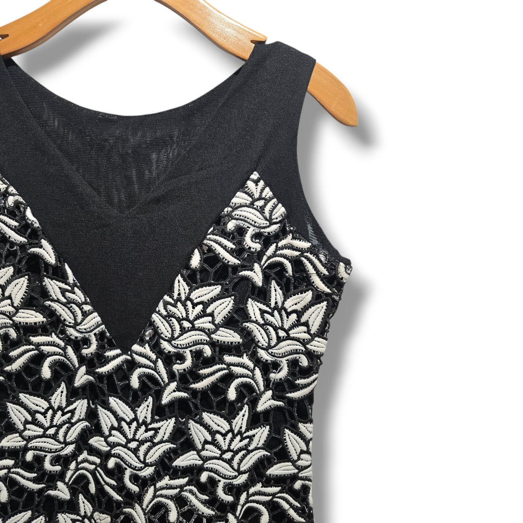 Etincelle Couture women's Black & White Embroidered Lace Dress