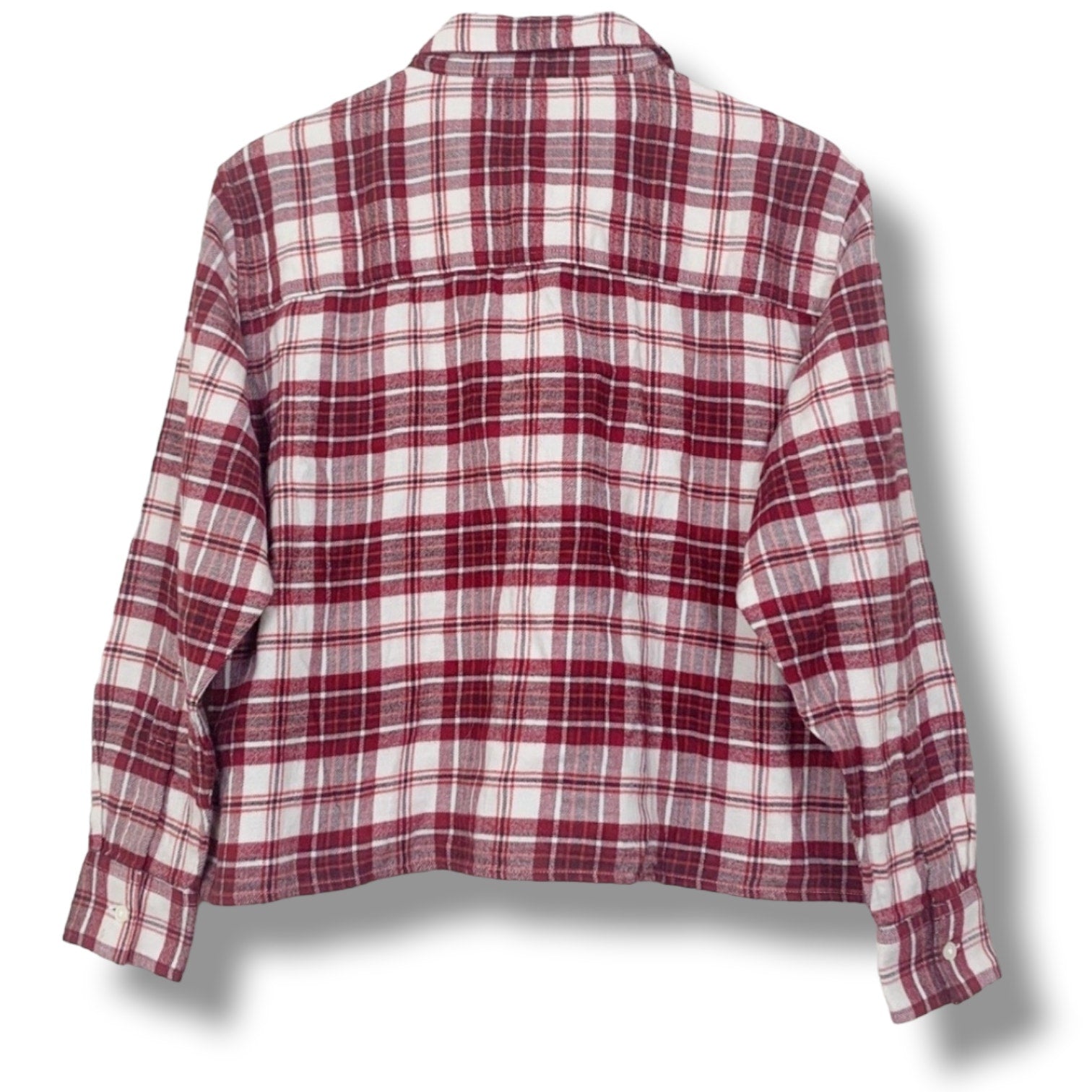 Levi’s Women’s Maple Red Utility Plaid Cropped Button-Up Shirt – Medium New