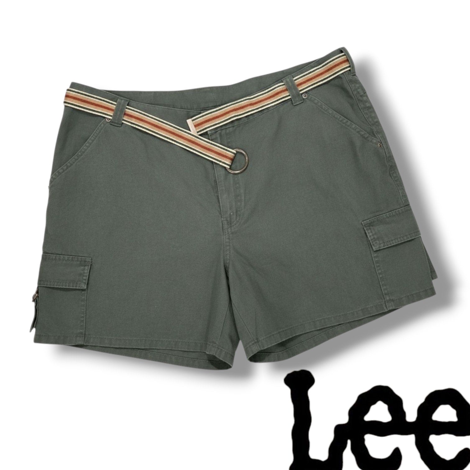 Riveted by Lee Women’s 24W Cargo Shorts w/ Belt Army Green Outdoor