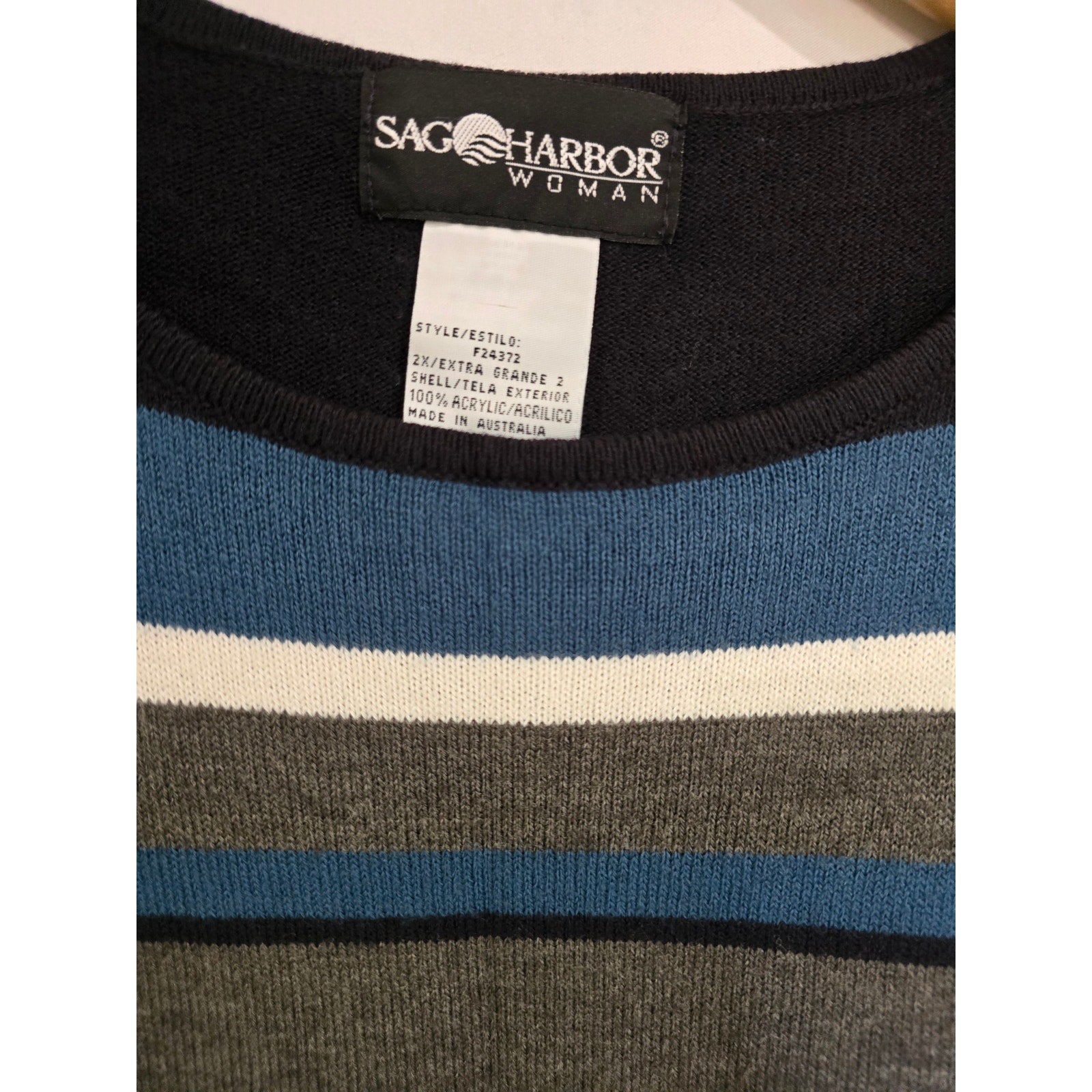 Sag Harbor Woman Striped Short Sleeve Knit Sweater