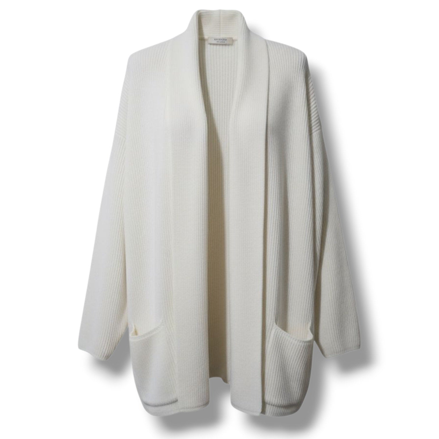 Roaman’s Women’s Vintage Cream Open Front Ribbed Cardigan - Size Medium