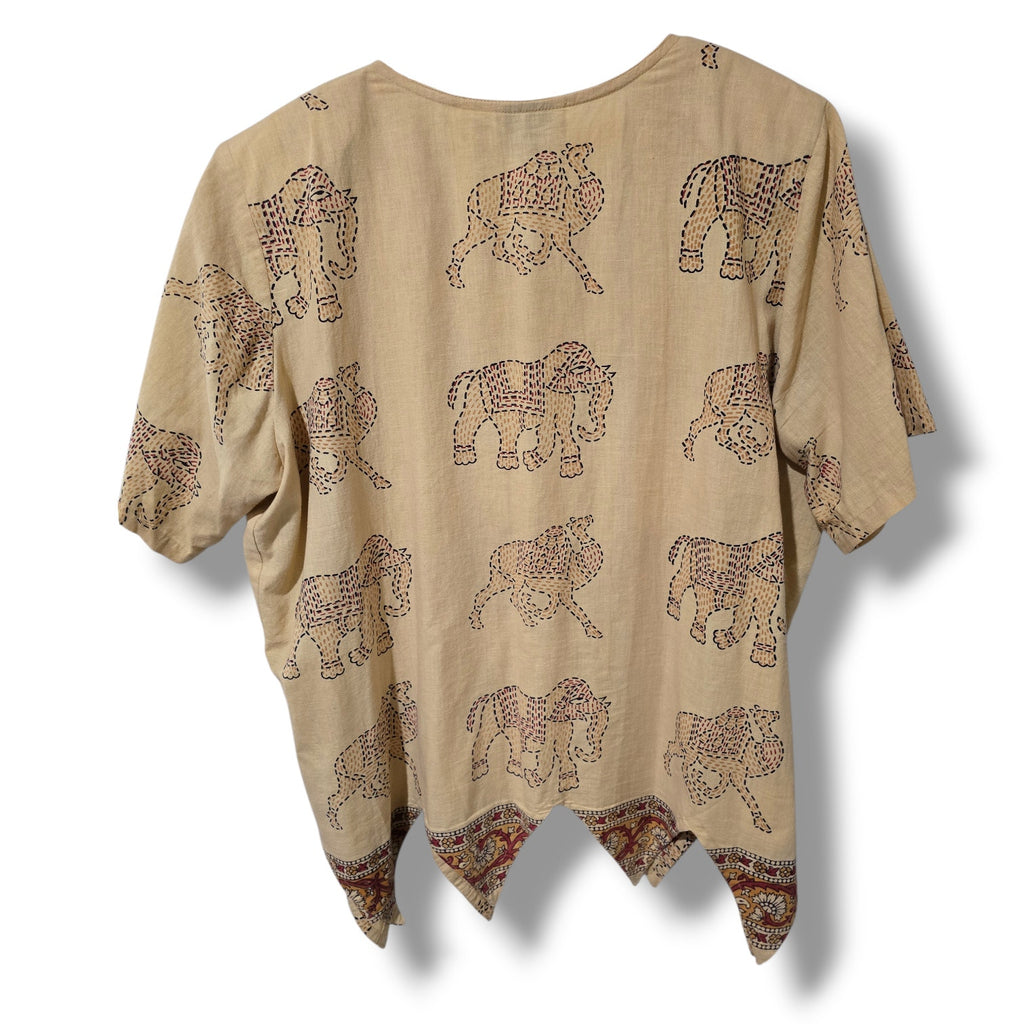 Westside Designs women’s plus size Elephant Print Button Front Top 1X