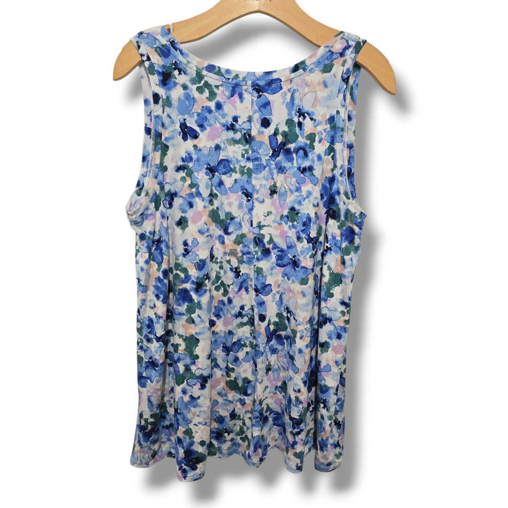 Lane Bryant Watercolor Floral V-Neck Swing Tank Top