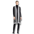Chelsea & Theodore Women’s Black & White Geometric Open Front Long Vest – Size L