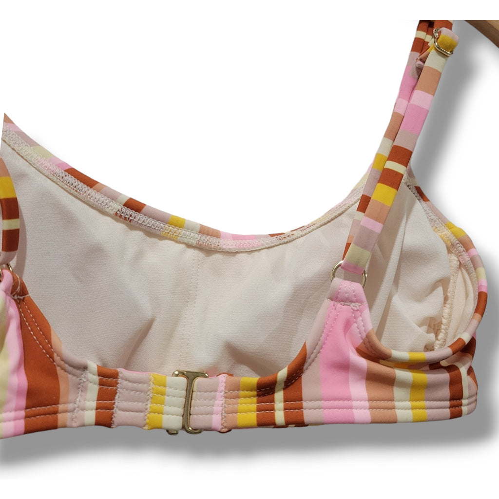 Xhilaration Juniors’ Multicolor Striped Scoopneck Bralette Bikini Top NEW