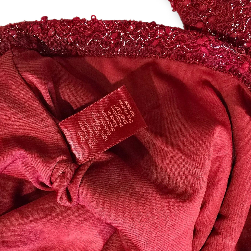 JLO Jennifer Lopez Women’s Burgundy Metallic Long Sleeve V-Back Pullover Sweater