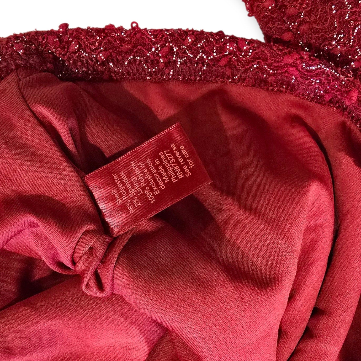JLO Jennifer Lopez Women’s Burgundy Metallic Long Sleeve V-Back Pullover Sweater