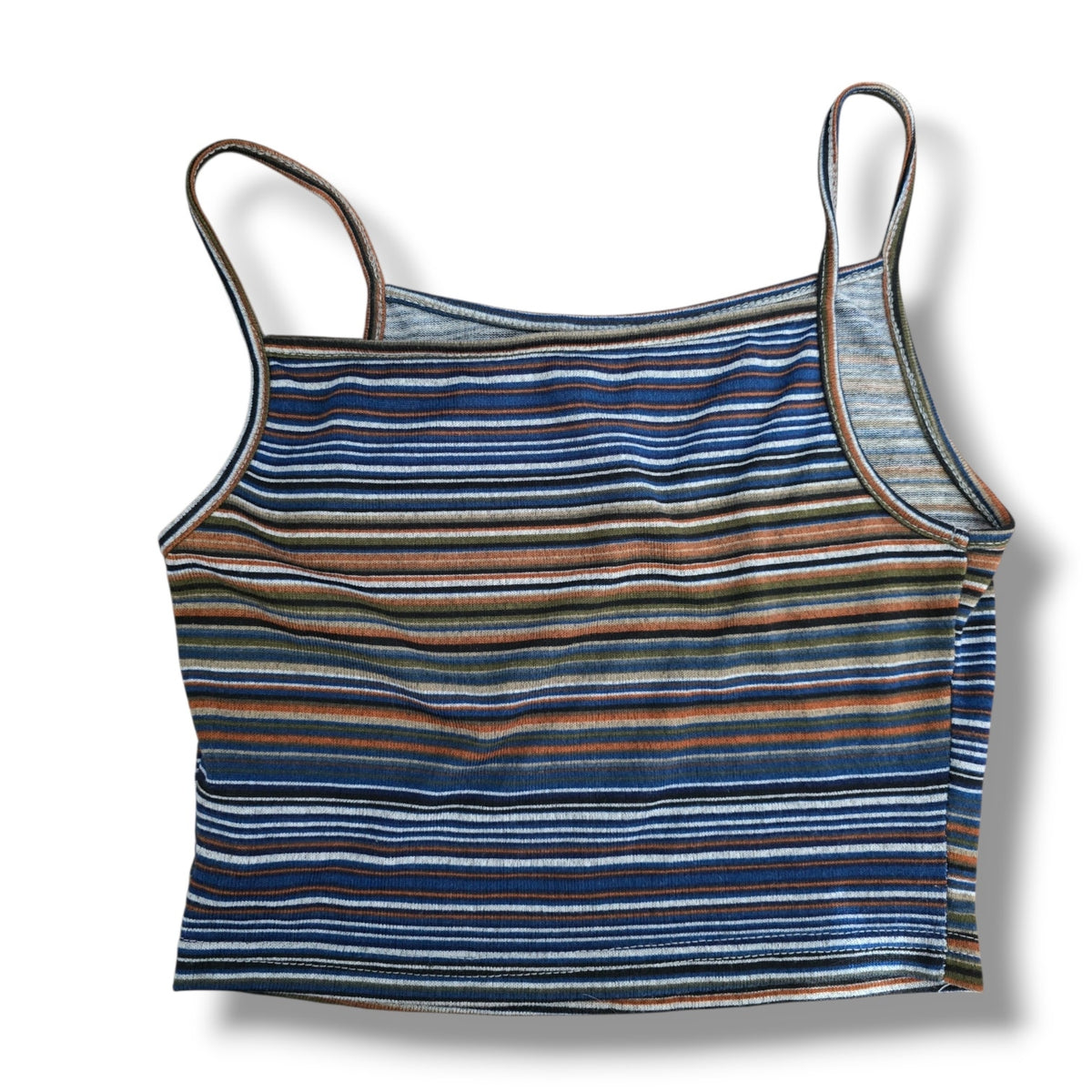 SHEIN Women's Size S Multi-Color Striped Ribbed Knit Cami Crop Top