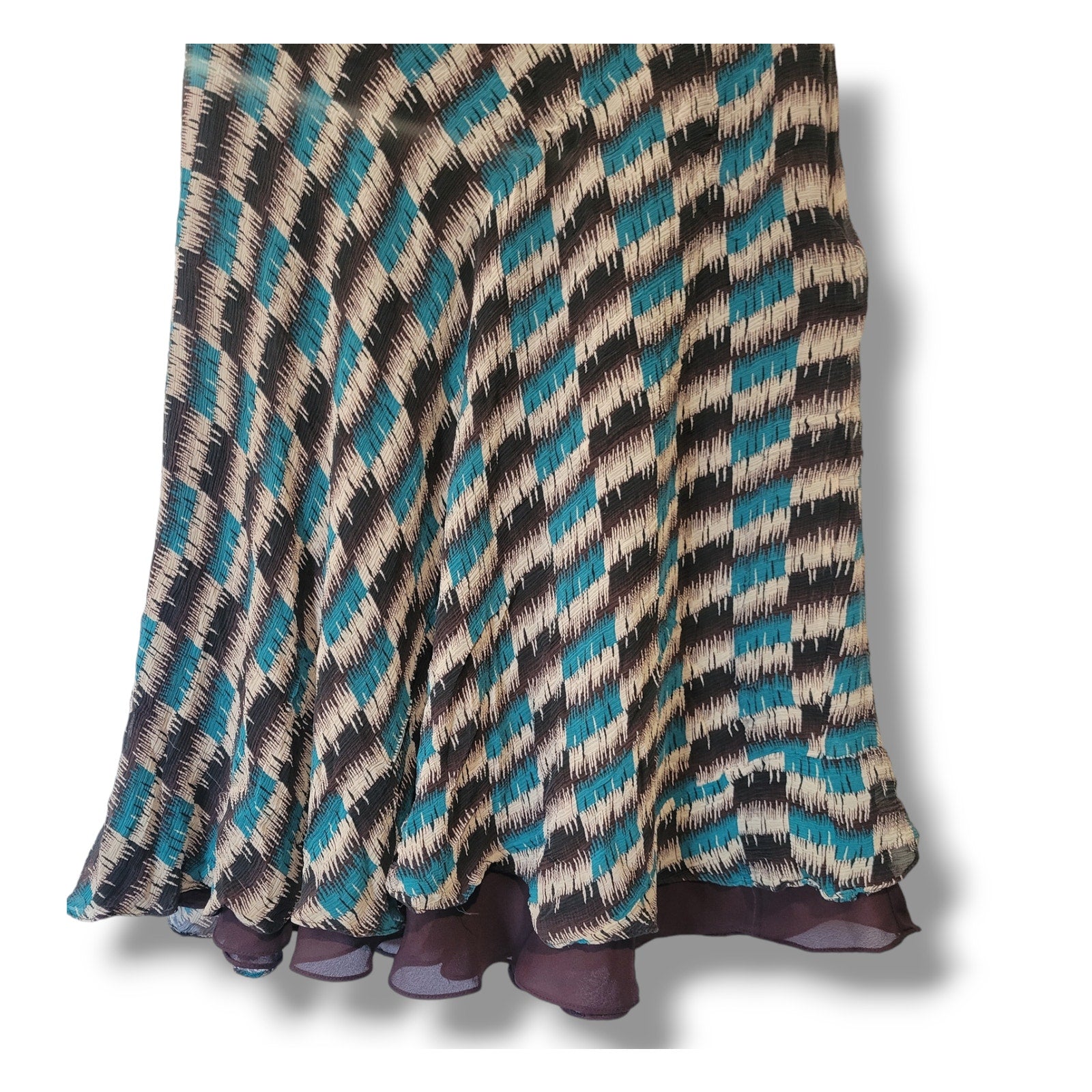 Jones New York Collection Women’s Petite Blue & Brown Layered Midi Skirt Size 6P
