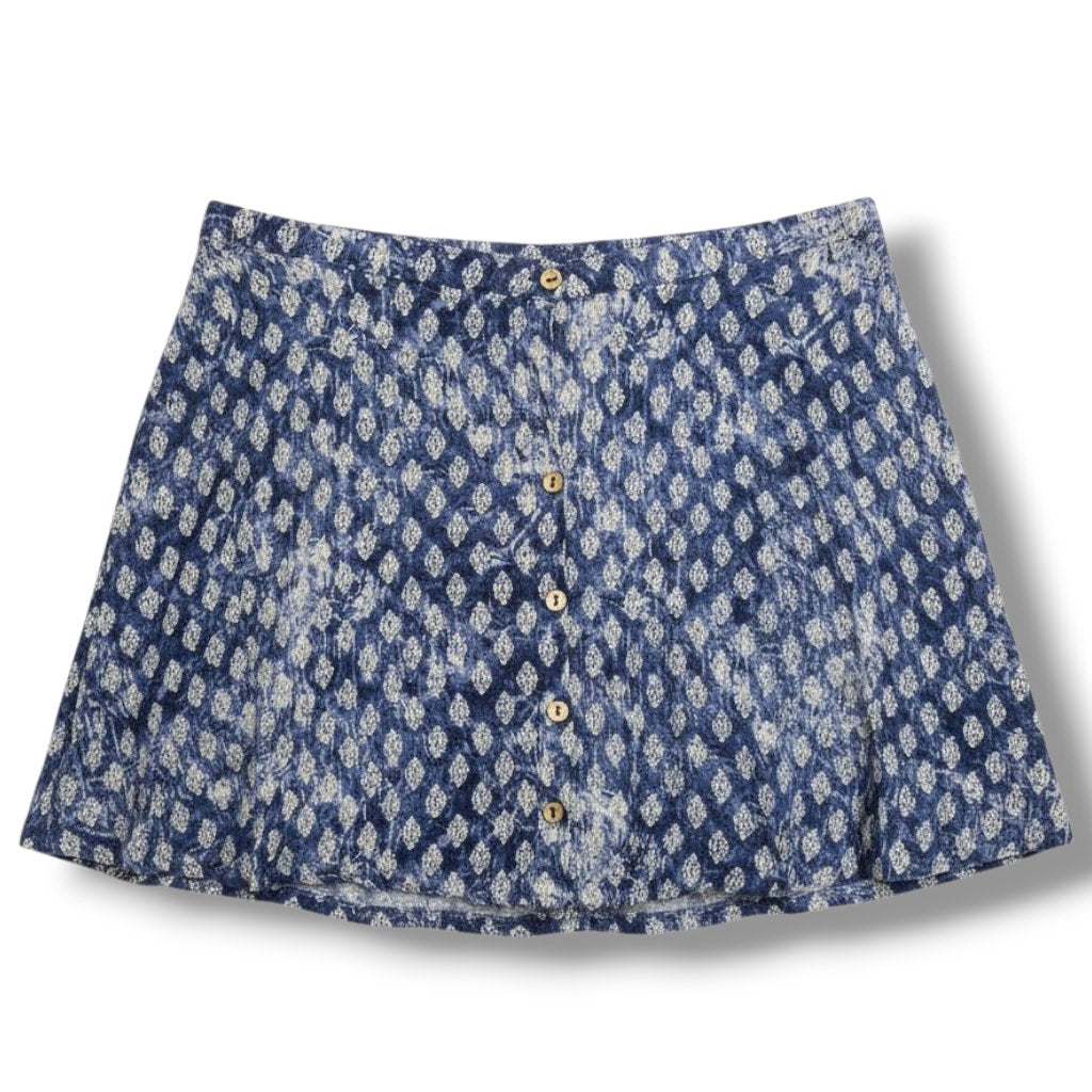 FULL TILT Juniors Blue Batik Print Dobby Crepe Skater Skirt | Size Large | New