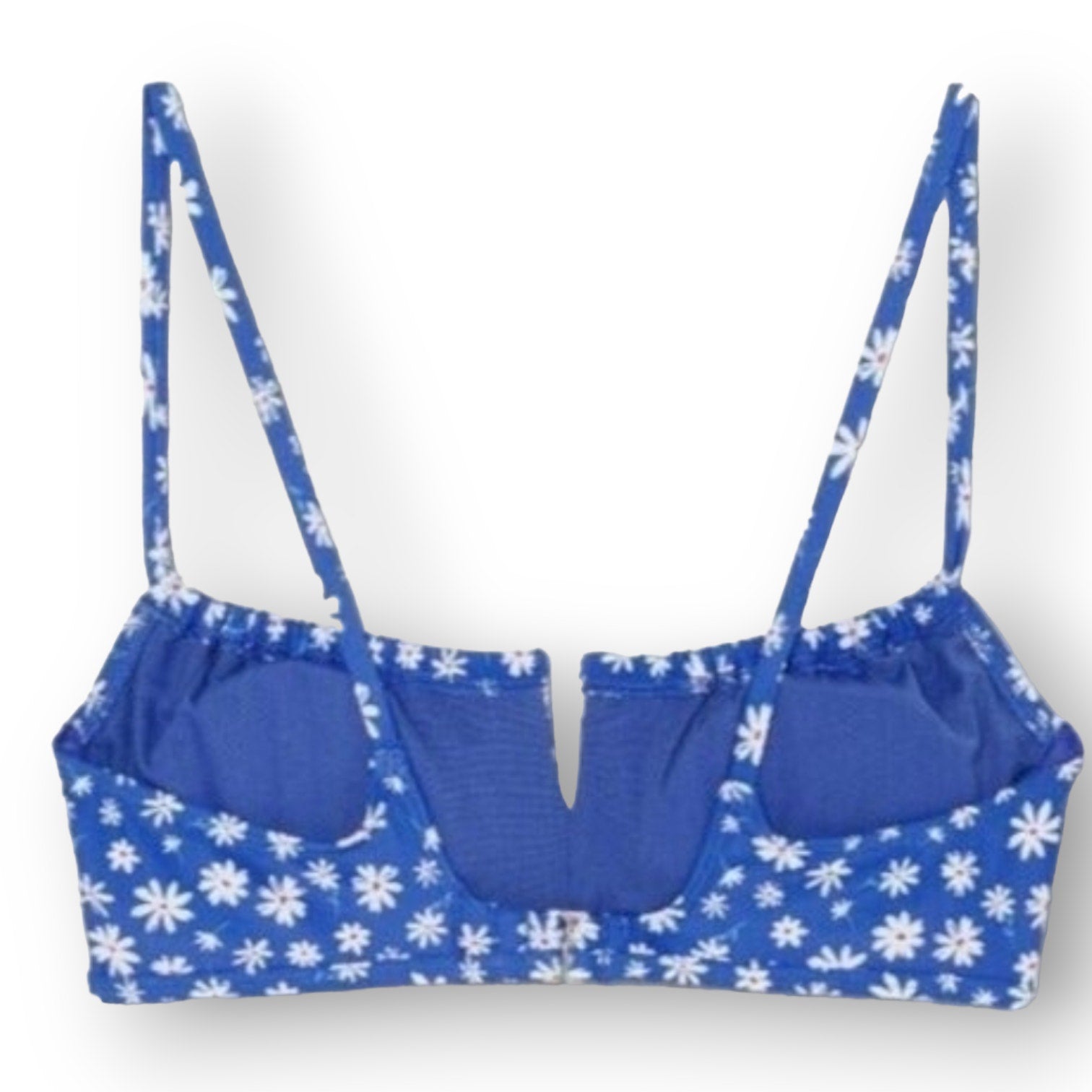 Xhilaration Juniors’ Blue Daisy Floral Bralette Bikini Top – Size Large