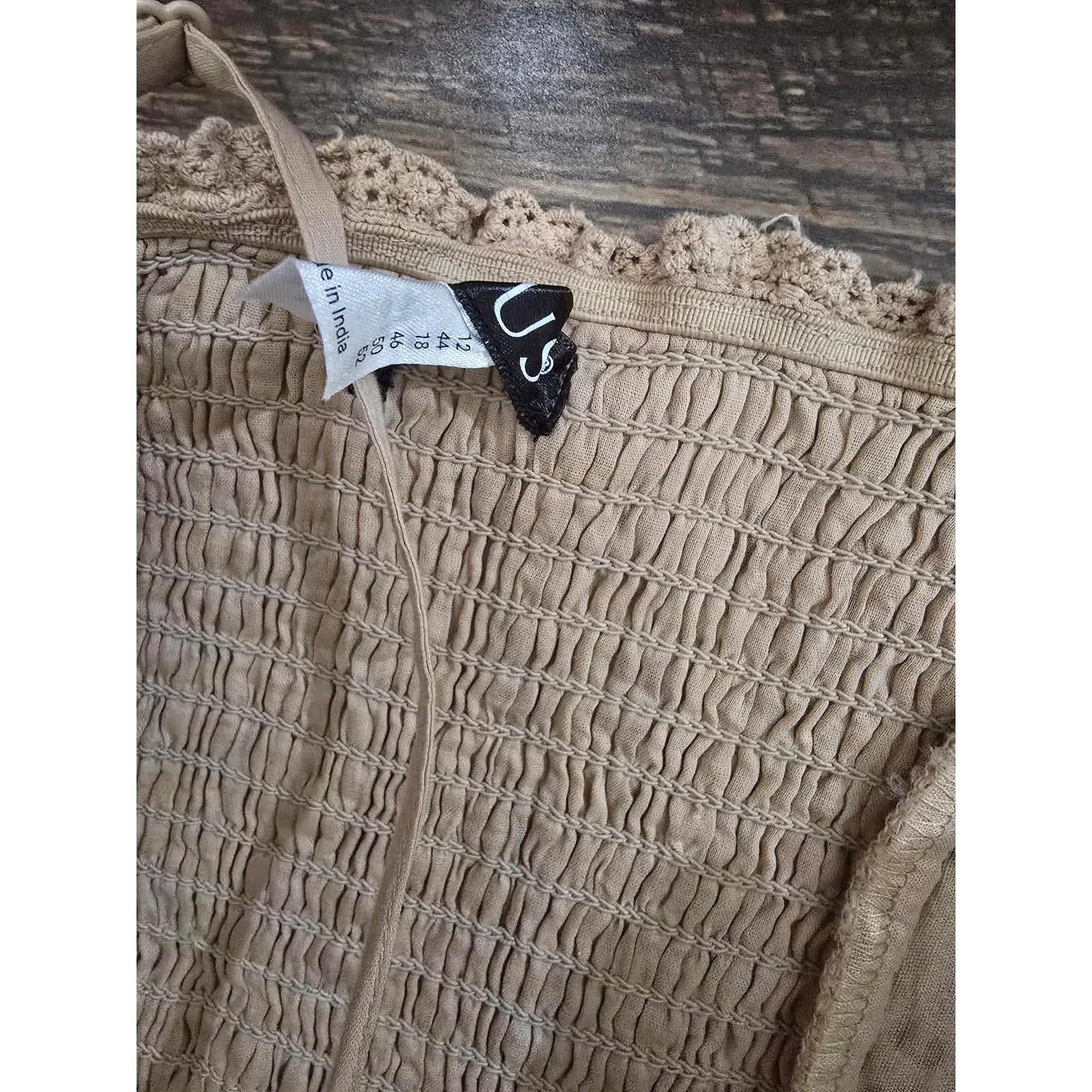 Venus Women's Size 12 Tan Beige Embroidered Cotton Eyelet A-Line Sundress NWT