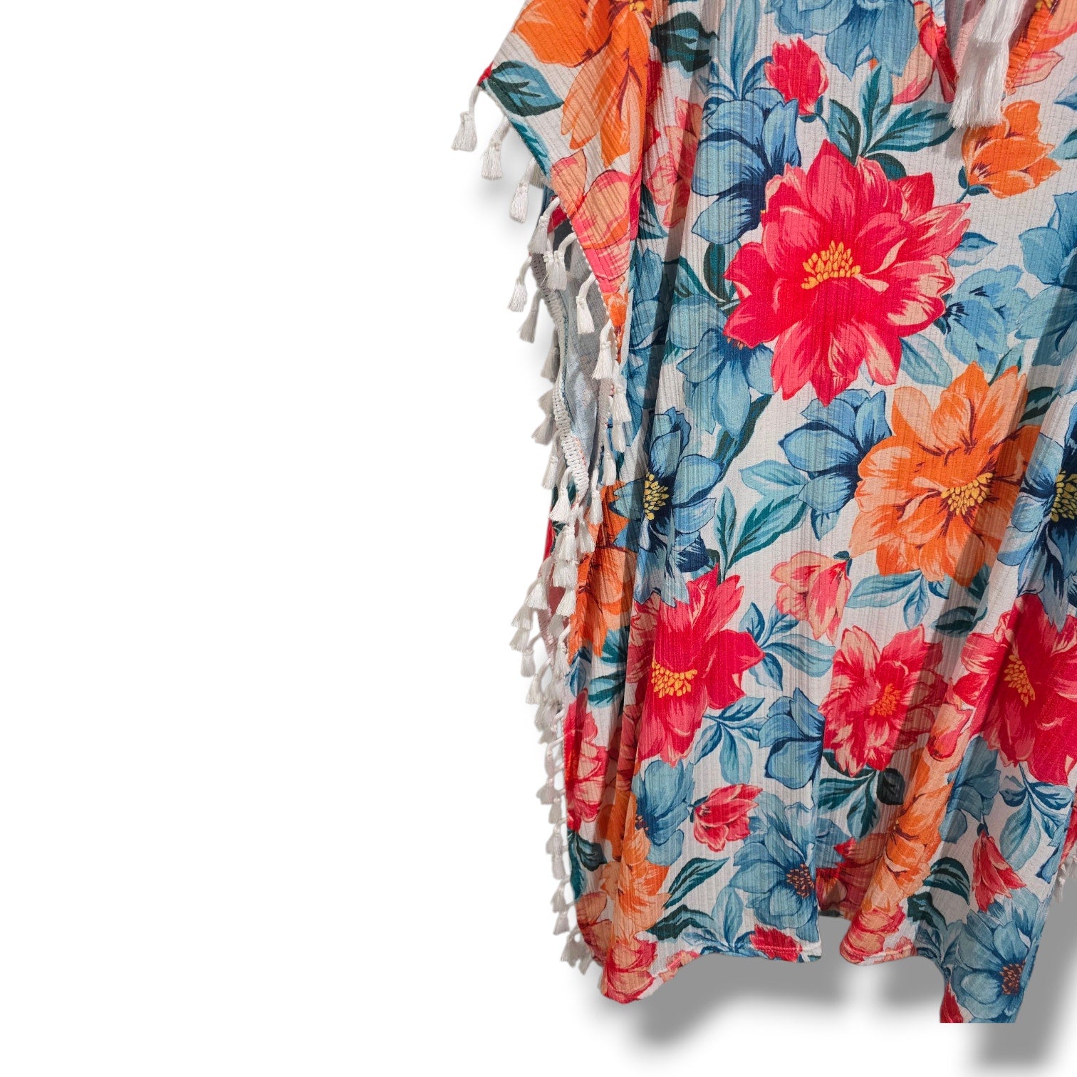 Time and Tru Women’s Floral Tassel Trim Swim Cover-Up – Size Small (4–6)