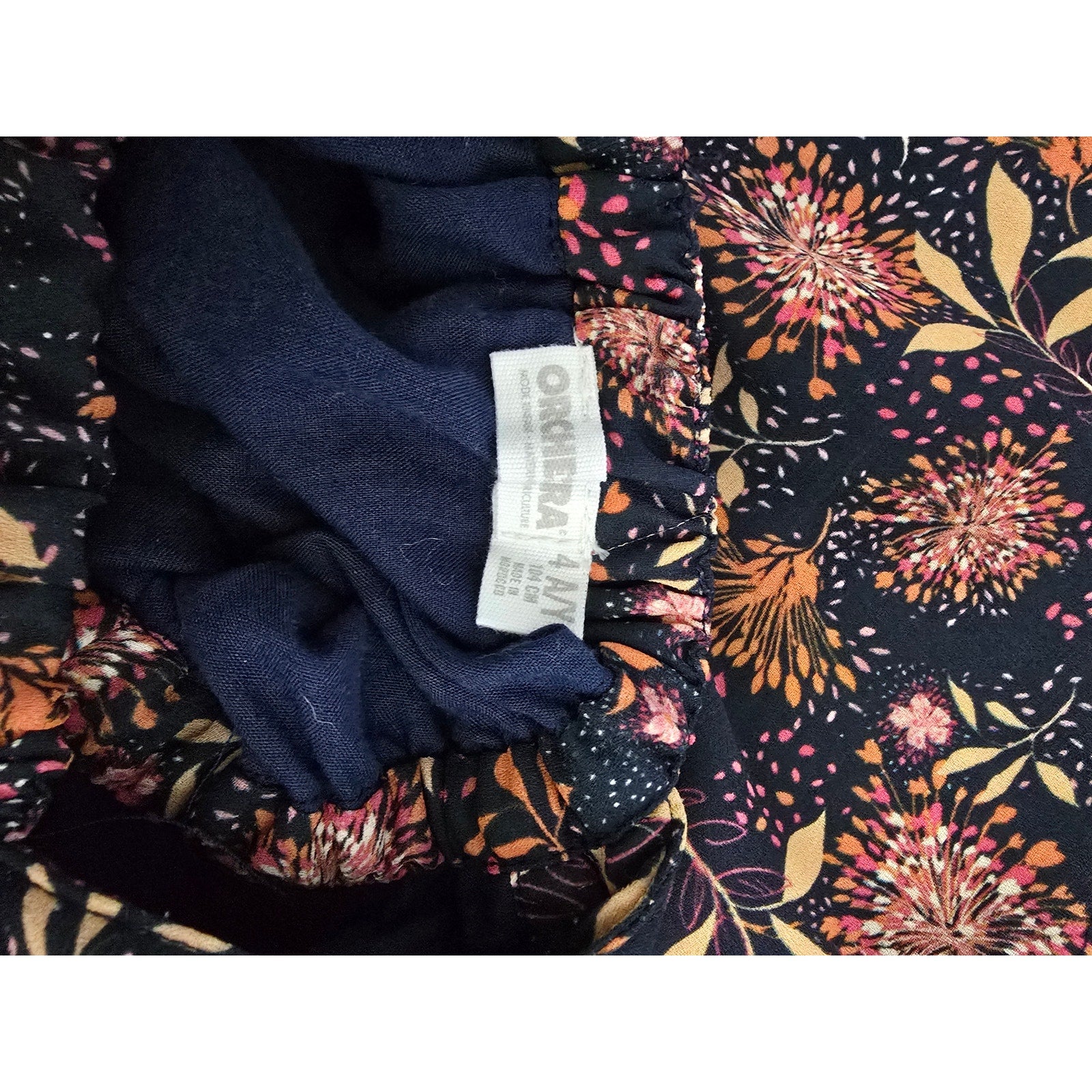 Orchestra Girls' Size 4Y Navy Blue Floral Flutter Sleeve Back-Strap Dress