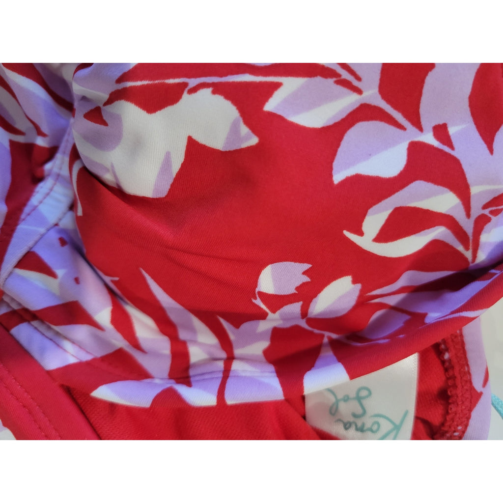 Kona Sol Women’s Red Botanical Leaf Tankini Swimsuit Top - Small NWT
