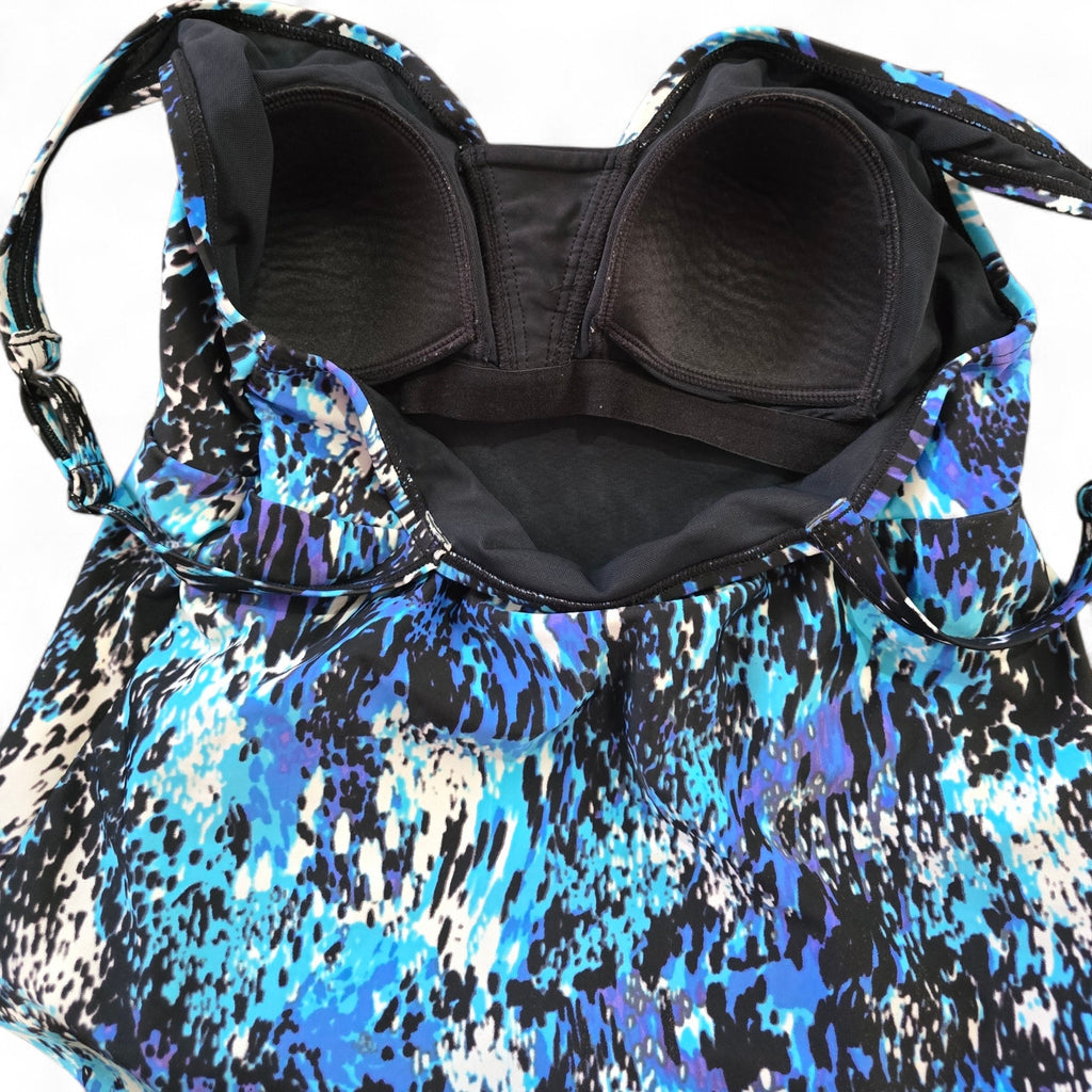 Croft & Barrow Blue Animal Abstract Print Halter Tankini Top Size 12