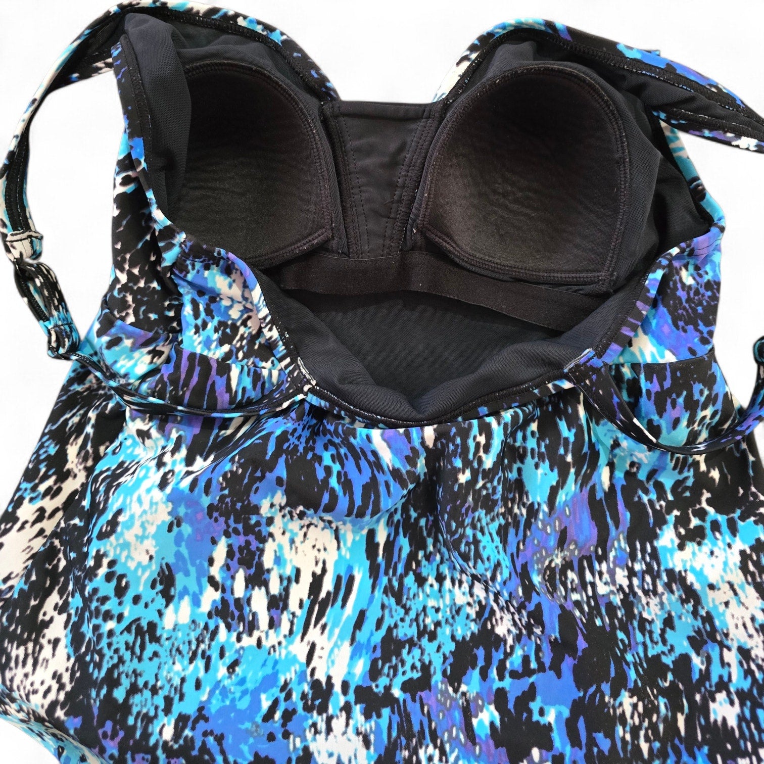 Croft & Barrow Blue Animal Abstract Print Halter Tankini Top Size 12