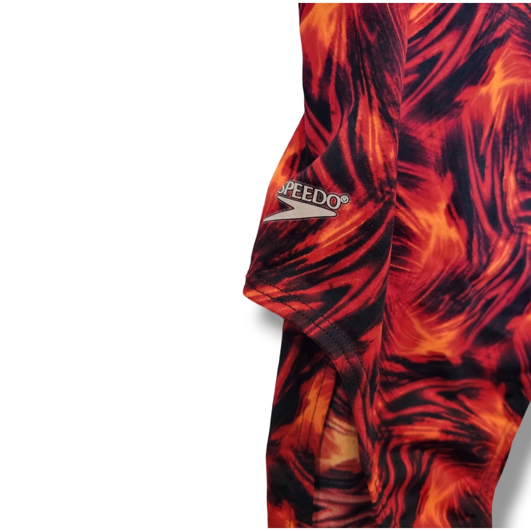 SPEEDO Women’s Black & Red Open-Back Vintage Competitive One-Piece Swimsuit Size 26