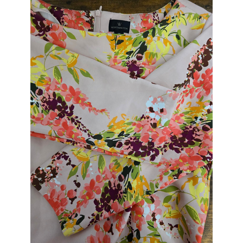 NWT Worthington Women's Size 16 Rose Smoke Floral 3/4 Sleeve Sheath Dress