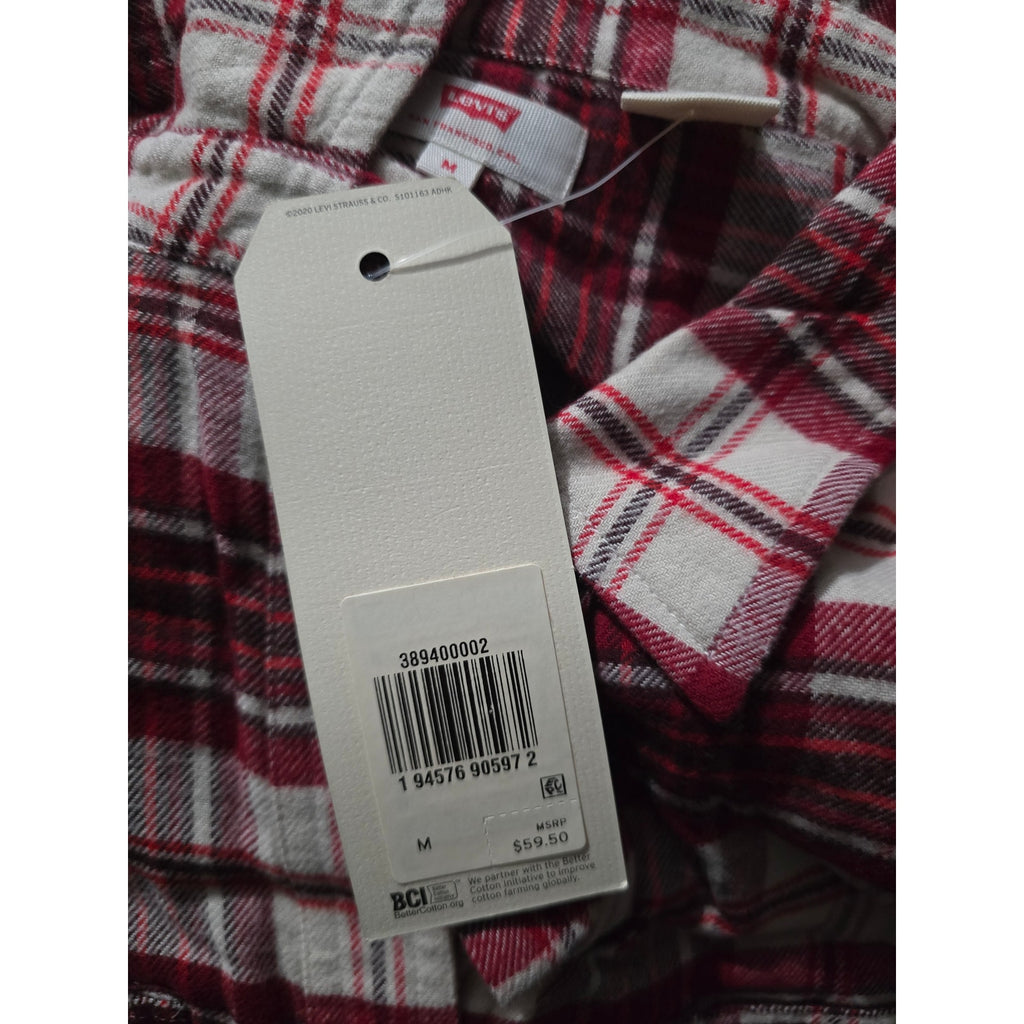 Levi’s Women’s Maple Red Utility Plaid Cropped Button-Up Shirt – Medium New